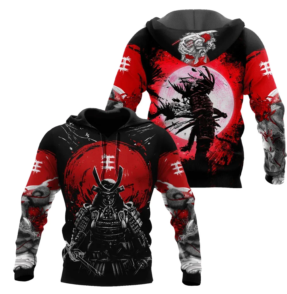 Худи с 3D-принтом самурая в японском стиле