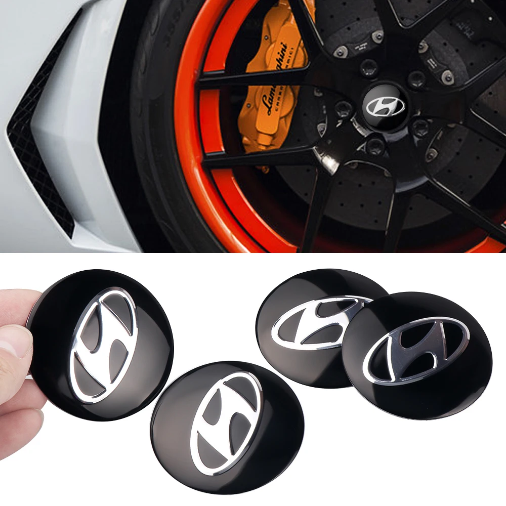 

4PCS 56mm Car Wheel Center Hub Cap Stickers Badges Emblems For Hyundai Accent Elantra Tucson Sonata Veloster Azera GDI i40 ix35