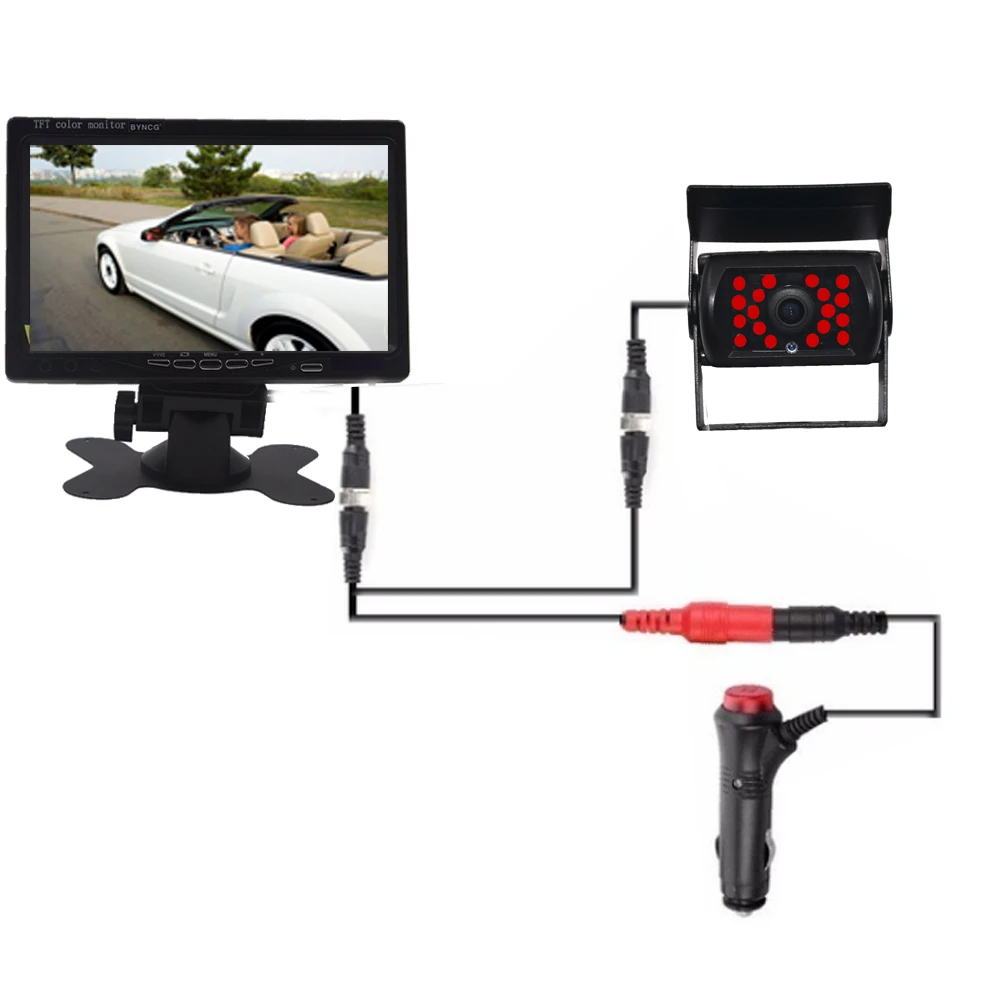 

Резервная камера 7 "HD TFT ЖК-монитор заднего вида автомобиля Водонепроницаемая резервная камера ночного видения для грузовика RV