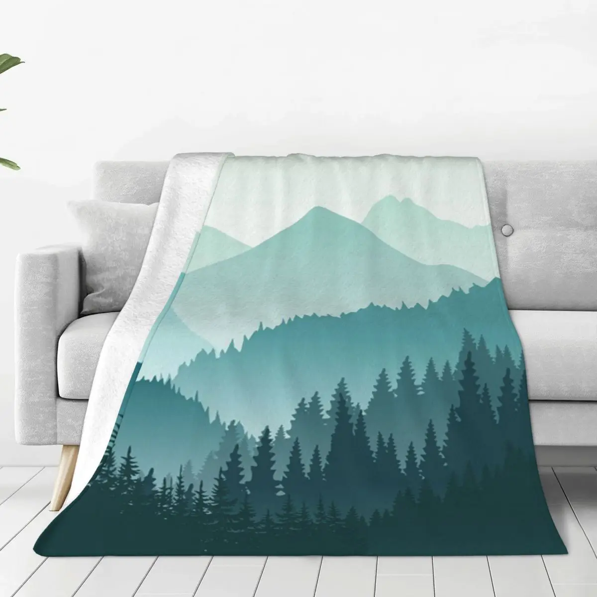 

Красивое мягкое Флисовое одеяло с зеленым горным пейзажем, теплое и уютное удобное покрывало из микрофибры для дивана, кровати, 40x30 дюймов
