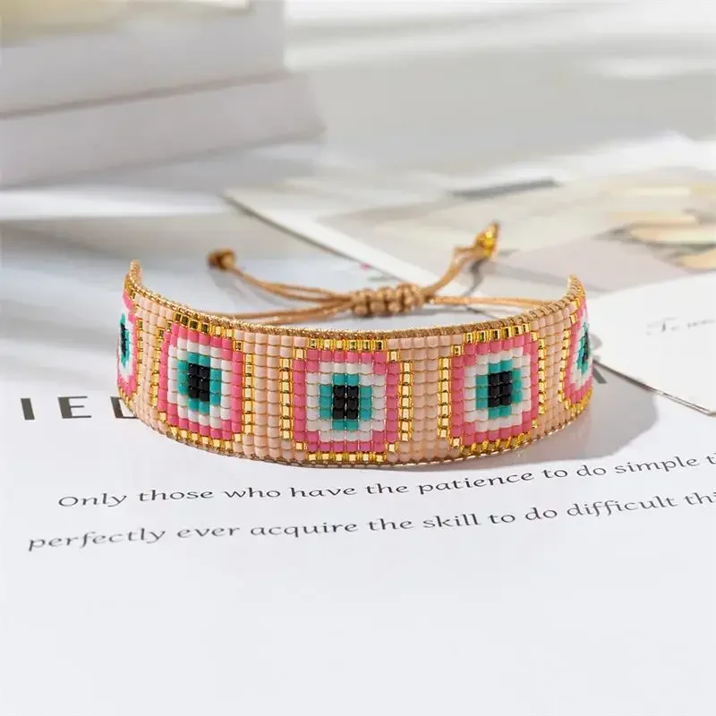 Фото ALIYA богемный браслет от сглаза Pulsera женский очаровательный браслет Миюки из бисера ручной работы дружба модные украшения изысканный набор браслетов №3