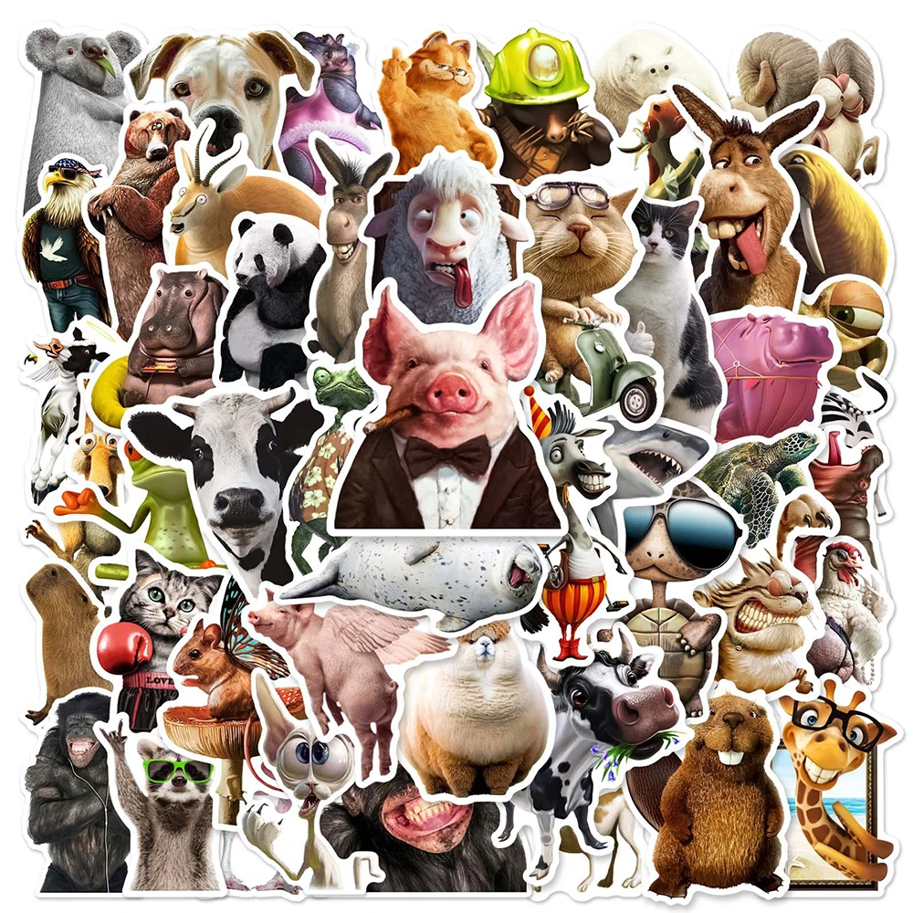 

10/30/50pcs Funny Cartoon Animals Stickers Graffiti Decoration Laptop Luggage Phone Notebook Fridge Bike Cute Decals Kids Toys