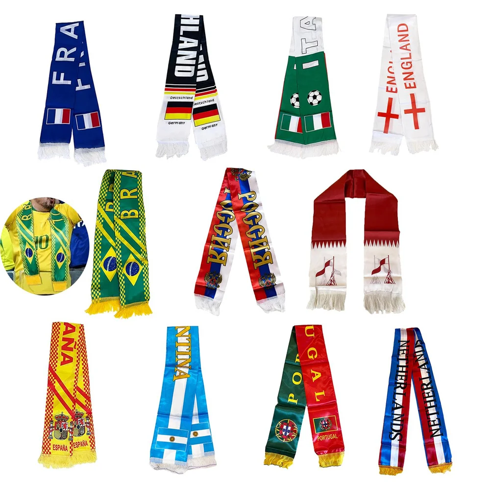 

135cm* 4 Size National Team Scarf Banner Polyester Fan Football Match Scarf National Gift Flag Decoration Soccer Cup