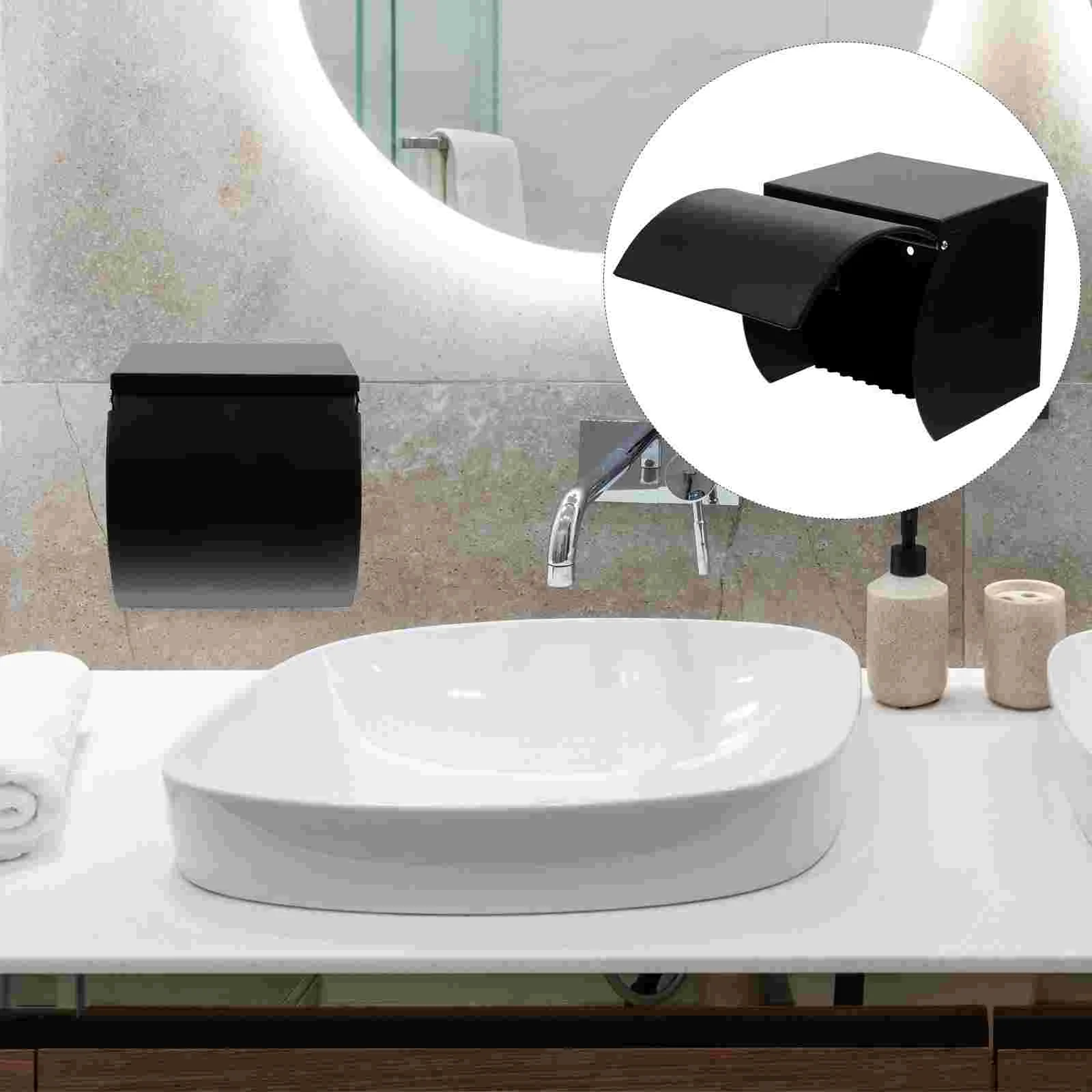 

Paper Towel Holder Toilet Rack Covered Tissue Wall Mounted Stainless Steel Storage