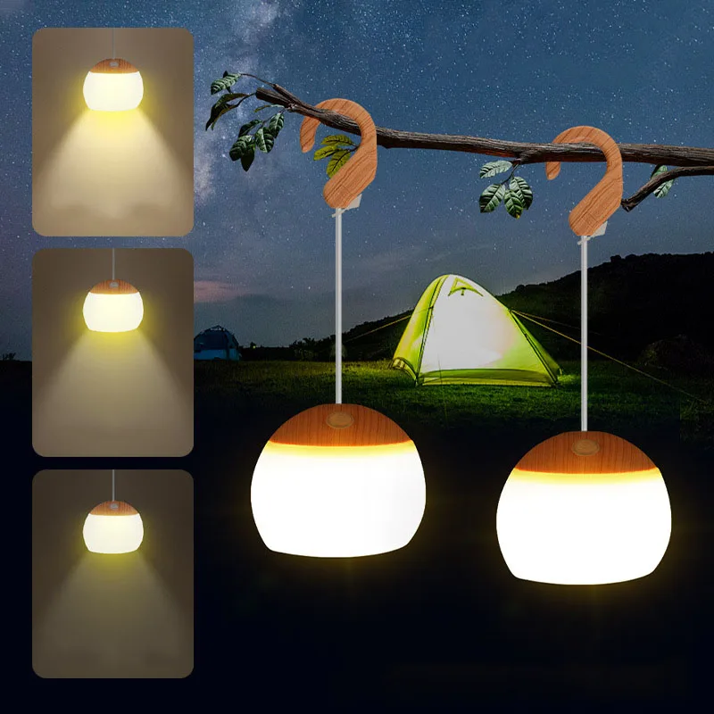 

Pocketman Mini USB Rechargeable Retro Camping Lantern Hanging Hook Night Light Battery Powered Tent Light for Outdoor Emergency