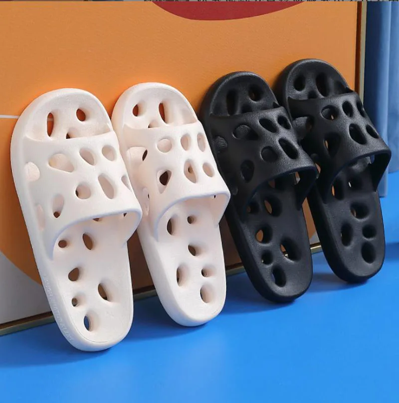 

Women Slippers Sandals Bathroom Shoes Hollow Household Non-slip Couple Slipper Bath Quick-drying Male Slides Summer
