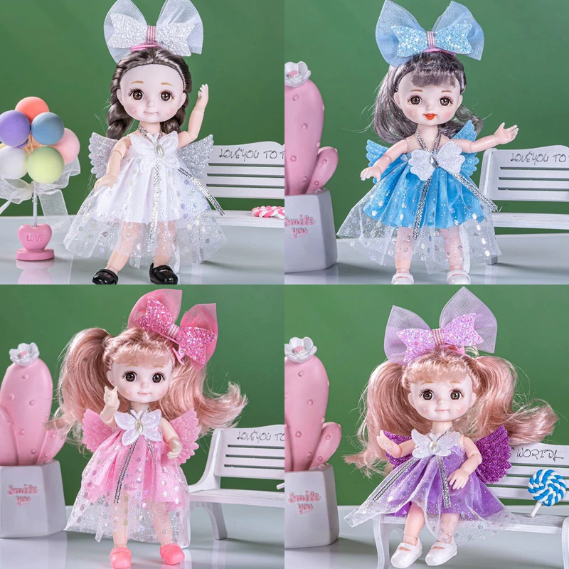 Костюм принцессы шарнирный с крыльями ангела и улыбающимся лицом 1/12 шарнирная