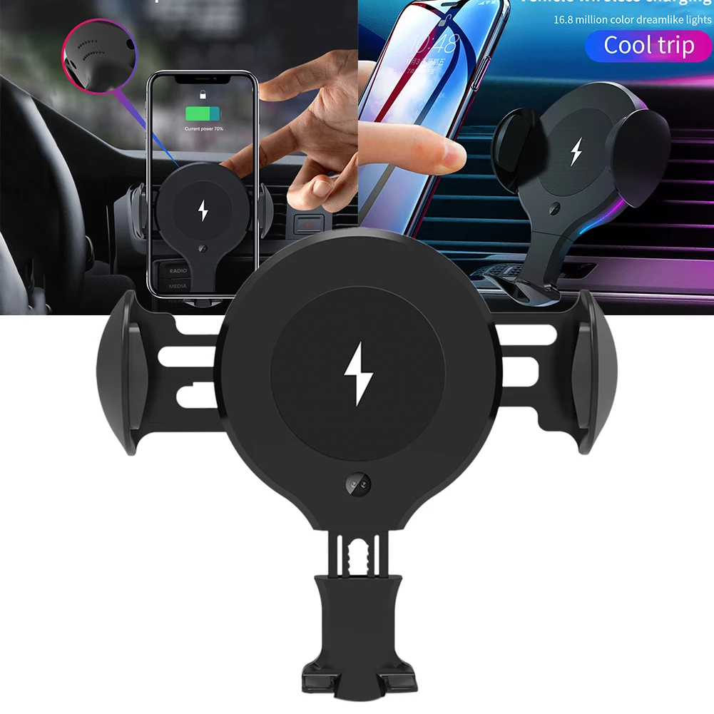 

Qi Wireless Car Charger 360 Degree Rotation Phone Holder Vehicle Auto-Clamping Automatic Sensor Mount Air Vent Fast Charging