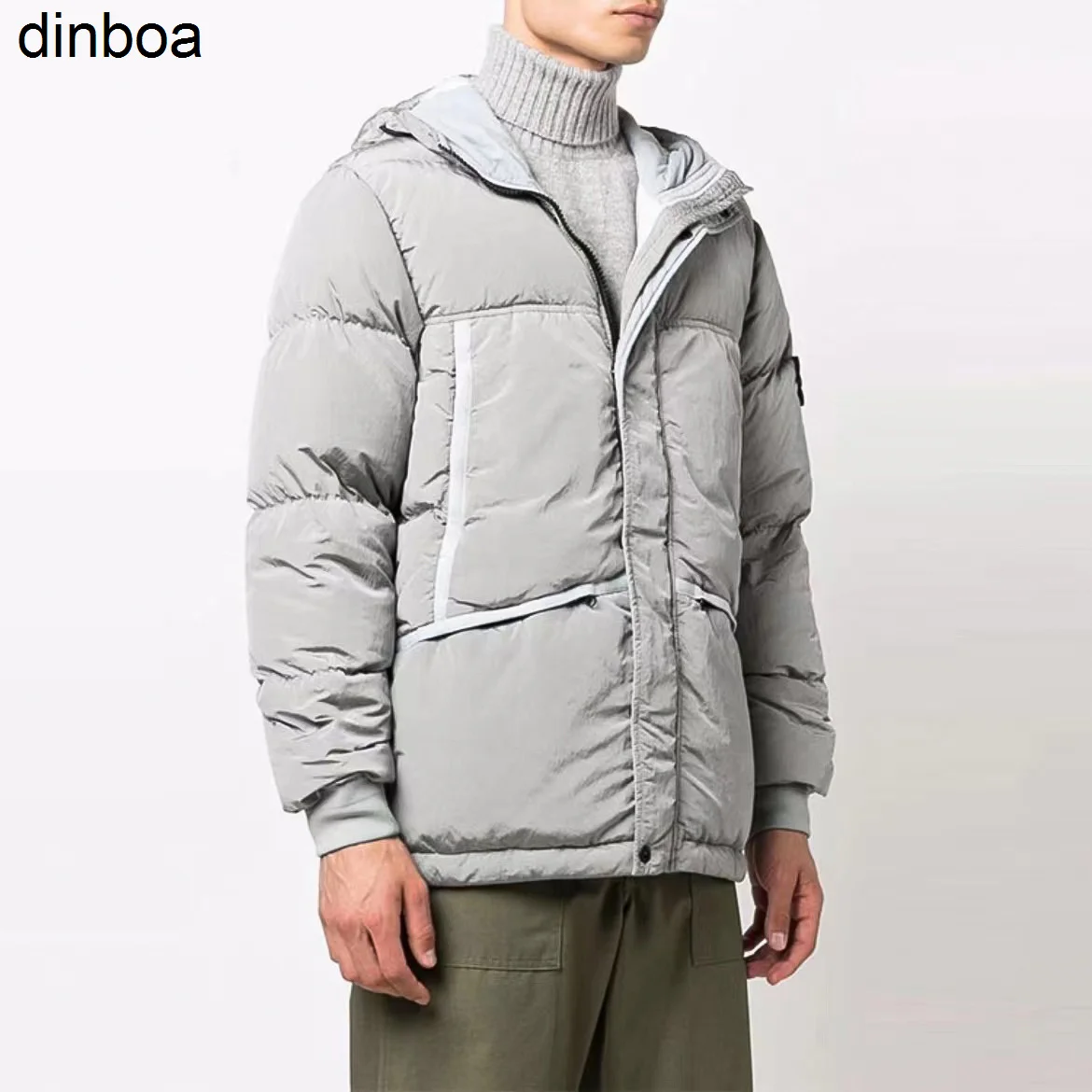 

Dinboa-autumn Y2k Winter Big Stone Men's Puff Jacket Street Windproof Waterproof Parka Armband Men's and Women's Winter Clothing