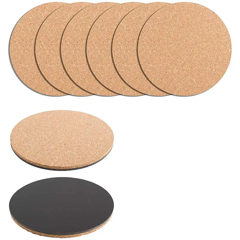 

6 Pieces Cork Plant Mat Cork Pad Round Plate, Suitable For Placing Planter, Hot Platters, Coasters For Multiple Mugs