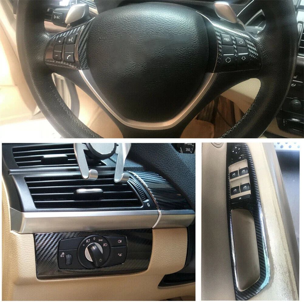 

Dash Trim Sticker Vinyl Carbon Fiber Pattern Cover DIY Decals Glossy Removable 1 Set Black Car Brand New Durable