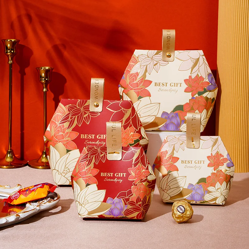 

20 Pcs/Lot Exquisite Printing Portable Candy Box Multi-Sized Festival New Gift Packaging Paper Box Easy to Fold