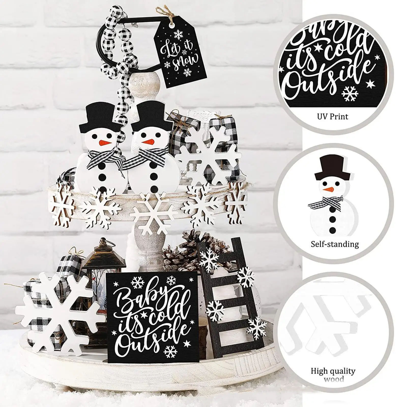 

Поднос в несколько рядов для украшения на Рождество, подарок в виде снежинки, новые аксессуары для вечерние, Рождества, праздника, декор на г...