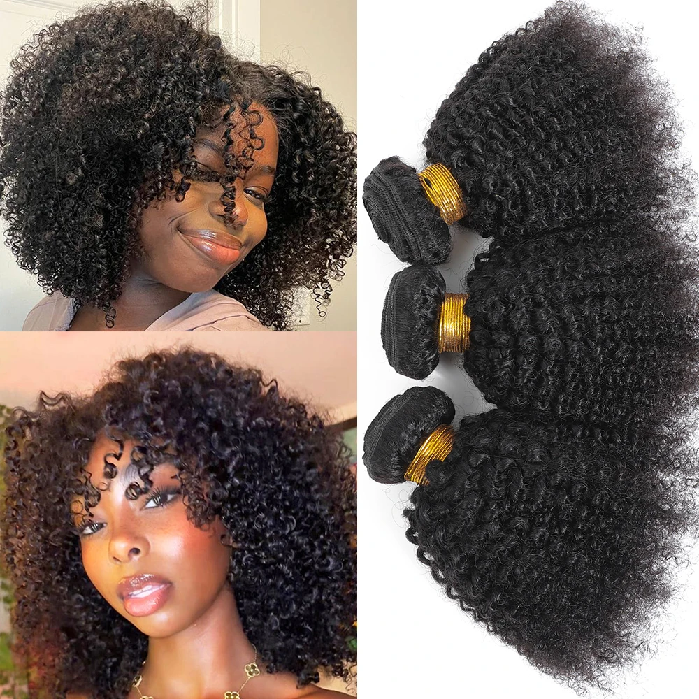 Raw Indian Afro Kinky Curly Human Hair Bundles 4B 4C Natural Virgin Curly Soft Real Human Hair Weave Bundle Hair Extension Weft