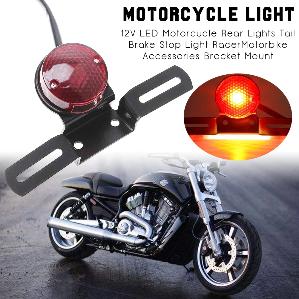 

Motorcycle Retro Red Color Rear Brake Stop Light Lamp License Plate Mount for Harley Honda Suzuki Chopper Bobber