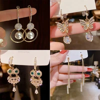 new luxury alloy geometric ladies earrings creative hollow pearl rhinestone earrings high quality source wholesale bulk