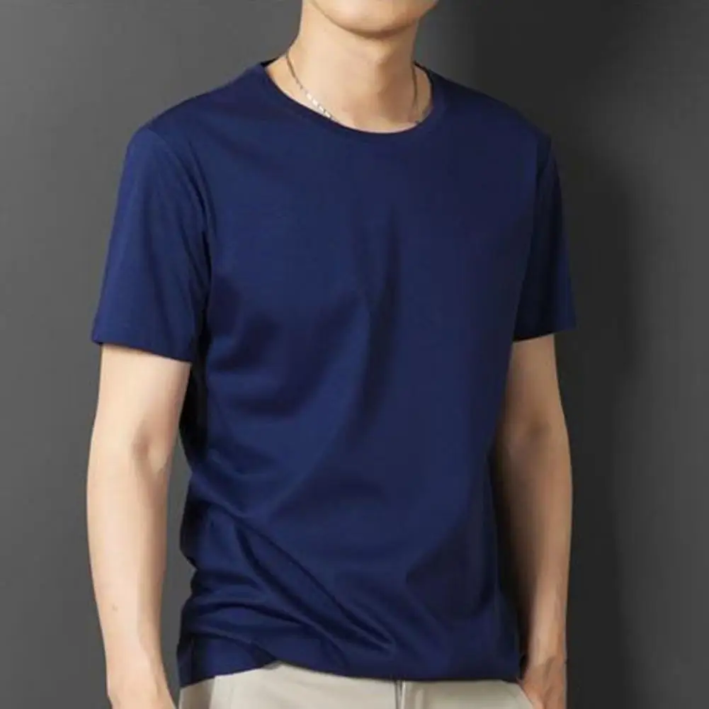 

Trendy Loose Top Short Sleeve T-shirt Solid Color Short Sleeve T-shirt Summer Top Men T-shirt