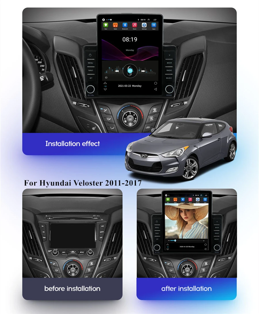 9 5 'ɺndroid 10 1 + 16 Гб радио GPS навигация FM для Hyundai Veloster 2011-2017 |