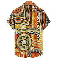 colorful hawaiian mens shirt 3d stripe printed shirts for men loose casual tee shirt men clothing oversized male vintage camisa