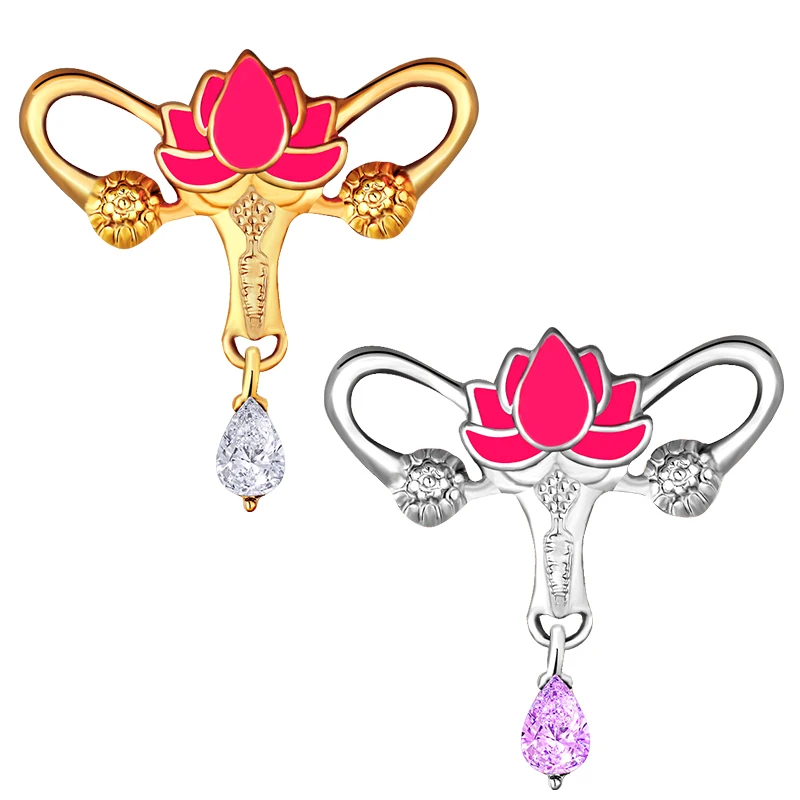 

Lotus Uterus Enamel Pins Womb Brooches Women Power Lapel Badges Jewelry Gift for Medical Students Friends