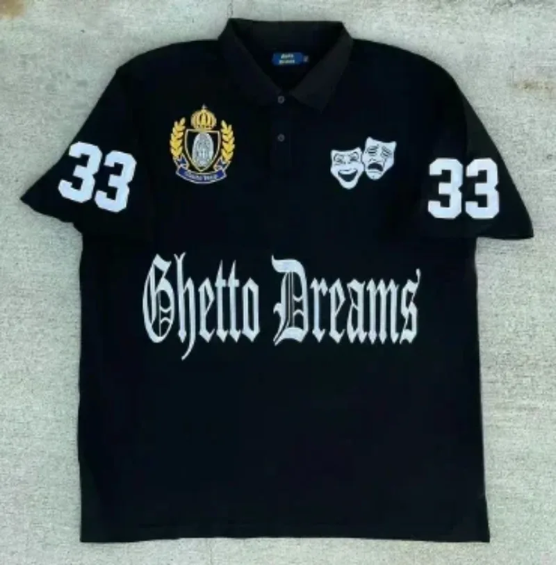 2024 американская уличная хип-хоп модная повседневная свободная рубашка-поло с