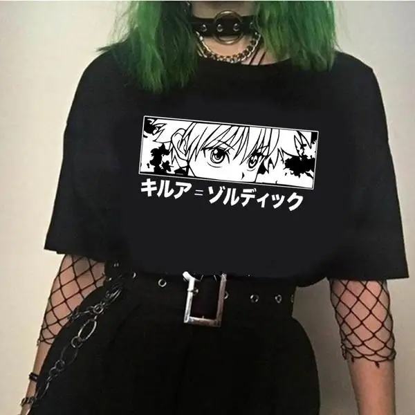 

Summer New Hunter X Hunter Killua Eyes Tshirt Fashion Personality Anime Printed Round Neck 2023 T-Shirt Casual Top for Men/women