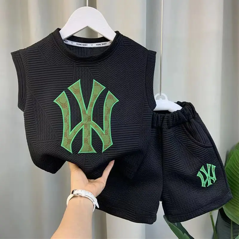 

Boys Tank Top Set for Childrens Clothing 2023 New Baby Thin Clothes Childrens Cool and Handsome Summer Two Piece Set Kids