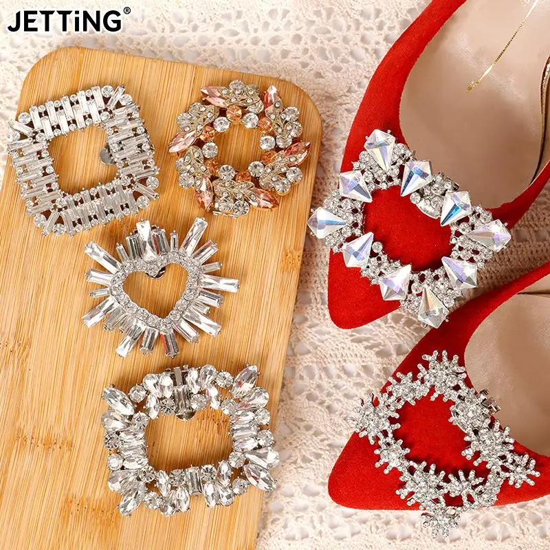 

1pc Shiny Crystal Shoes Decorations Clip Women High Heel Rhinestone Charm Buckle Bag Pendant Brooch Wedding Bride Accessories