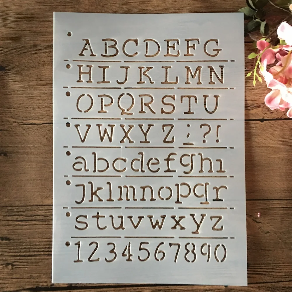 

A4 29cm Alphabet Numbers Line DIY Layering Stencils Painting Scrapbook Coloring Embossing Album Decorative Template
