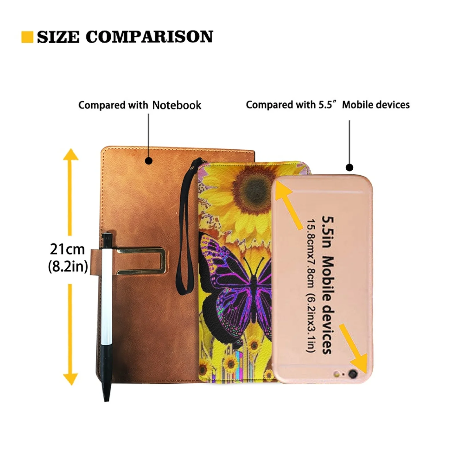Belidome Sunflower Butterfly Wristlet Wallet for Women Leather RFID Blocking Zip Around Card Holder Organizer Travel Cluth Bags