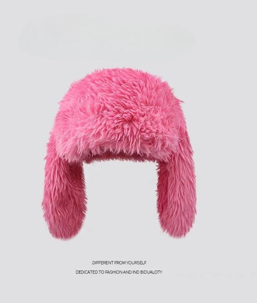 Маленькая милая розово-Красная Шапка Baotou с длинными кроличьими ушками женская