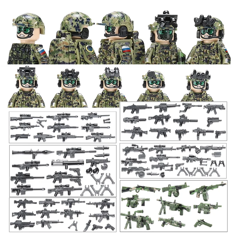 

Alpha Special Forces Building Blocks Military Modern Army Soldiers Figures Police Camouflage Arm Weapons Gun Bricks Toys
