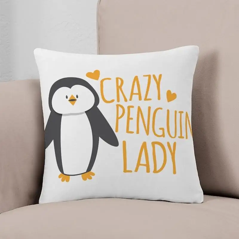 

Сумасшедшая Дамская Повседневная Подушка в виде пингвина, подушка с принтом, модная декоративная подушка для кровати в автомобиле, не входит в комплект