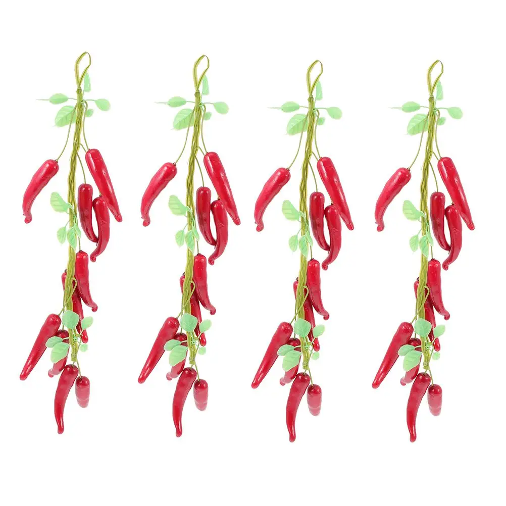 

4pcs Pepper Strings Chili Hanging Strings Farmhouse Decors Simulation Chili Decors For Decor Farmhouse Home
