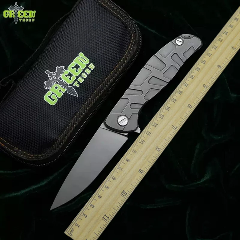 

Green Thorn Tortoise Shell F95 Bearing a Folding Knife K110 Steel Blade Titanium Alloy Outdoor Sharp EDC Pocket Folding Knife To