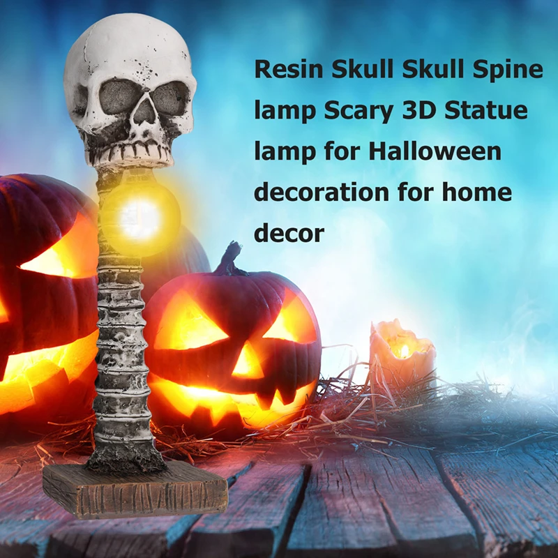 Полимерная настольная лампа в виде черепа скелета позвоночника ужасная 3D статуя