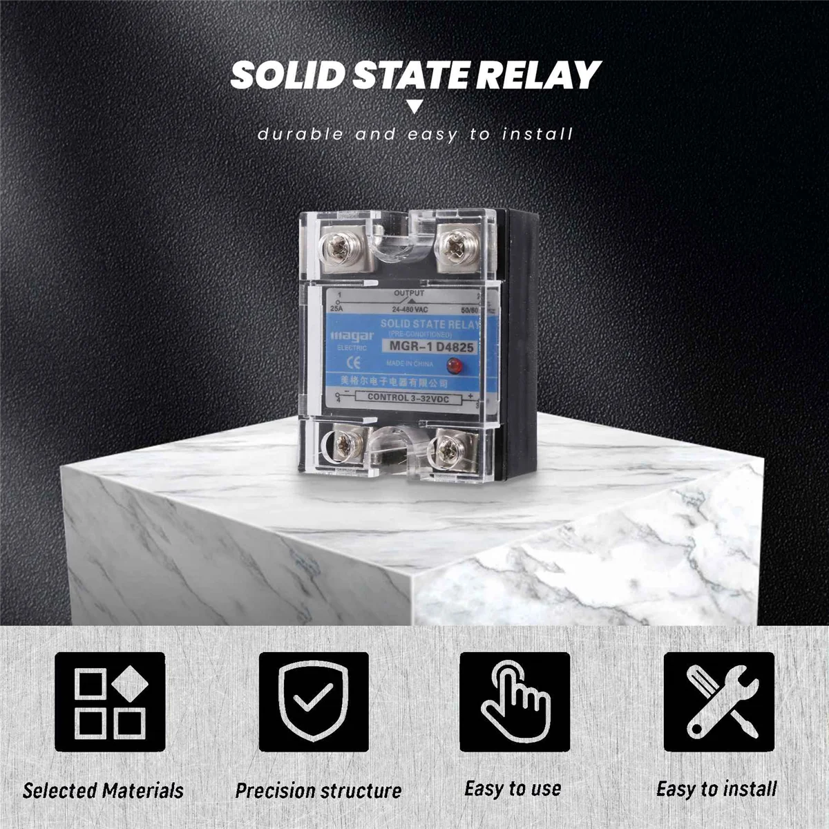 MGR-1 D4825 Однофазное твердотельное реле ССР 25А постоянного тока 3-32 В переменного