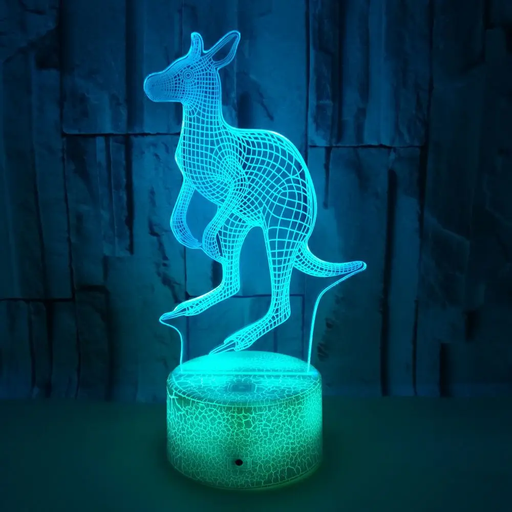 

3D Night Light Kangaroo Colorful 3D Illusion Light Energy-saving Eye Protection Table Lamp Home Decoration Lights Christmas Gift