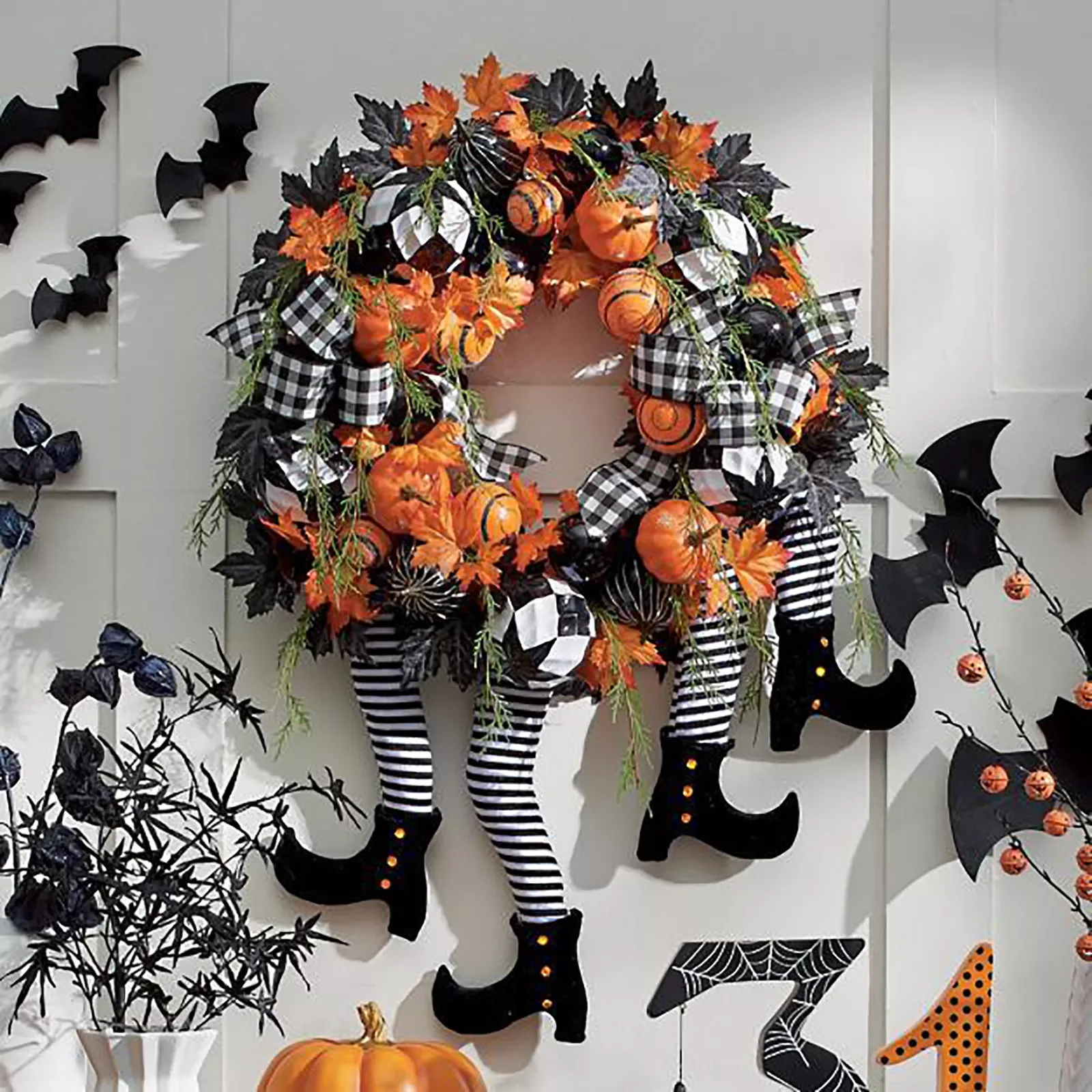 

Wreath Halloween Decorations For Home Outdoor Garland Front Door Scary Pumpkin Party Decor Home Decor Autumn Decoration