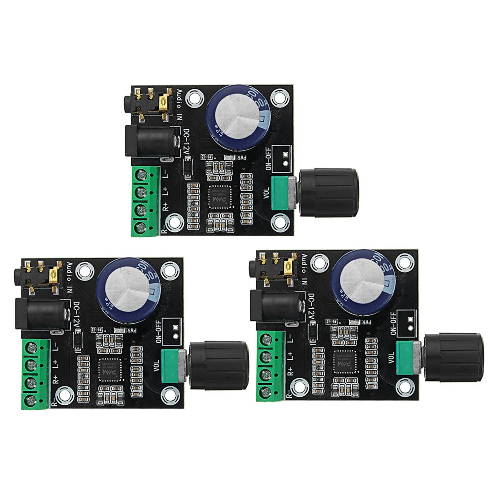 

3X PAM8610 Dual Channel DC 12V HD Pure Digital Audio Stereo Amplifier Board Class D 15W x 2 High Power Amplifier Module