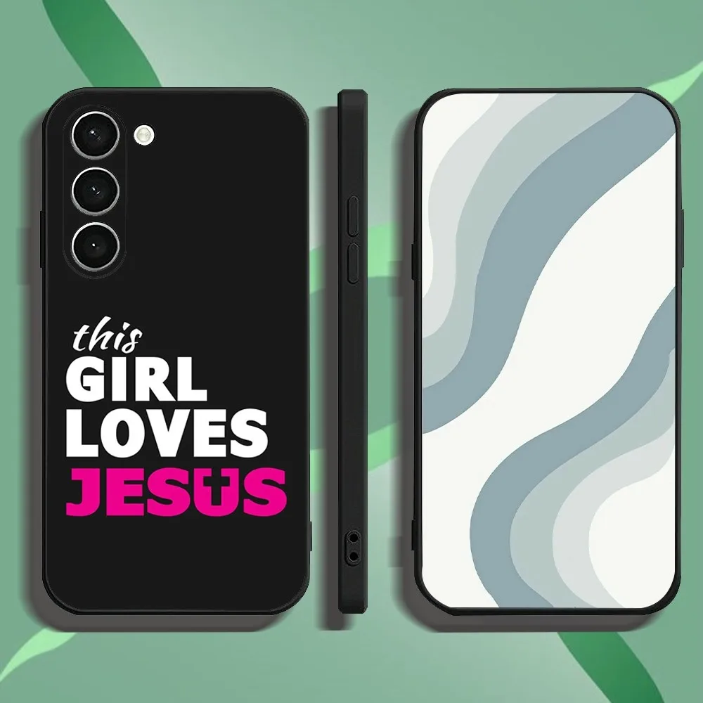 F-Faith Jesus Art Words Phone Case For Samsung Galaxy A52 A12 A51 S21 Edge S22ULTRA S23 S20LITE Plus Ultra Black Cover