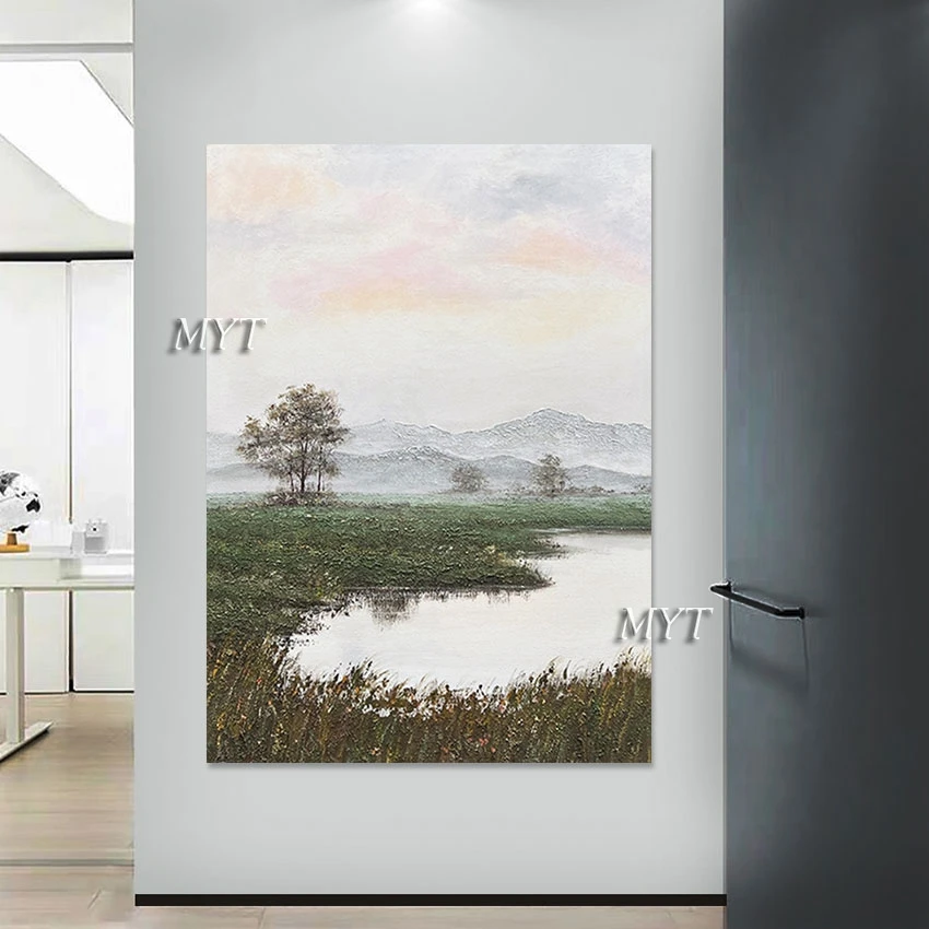

New Design Art Canvas Oil Paintings Pond Scenery Wall Picture Abstract Home Decoration Unframed Hand-painted Style Artwork