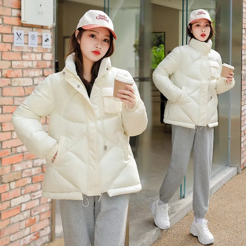 New Winter Jacket Women Parkas Long Sleeve Thick Down Cotton Padded Parka Female Jacket Short Coat Slim Warm Outwear