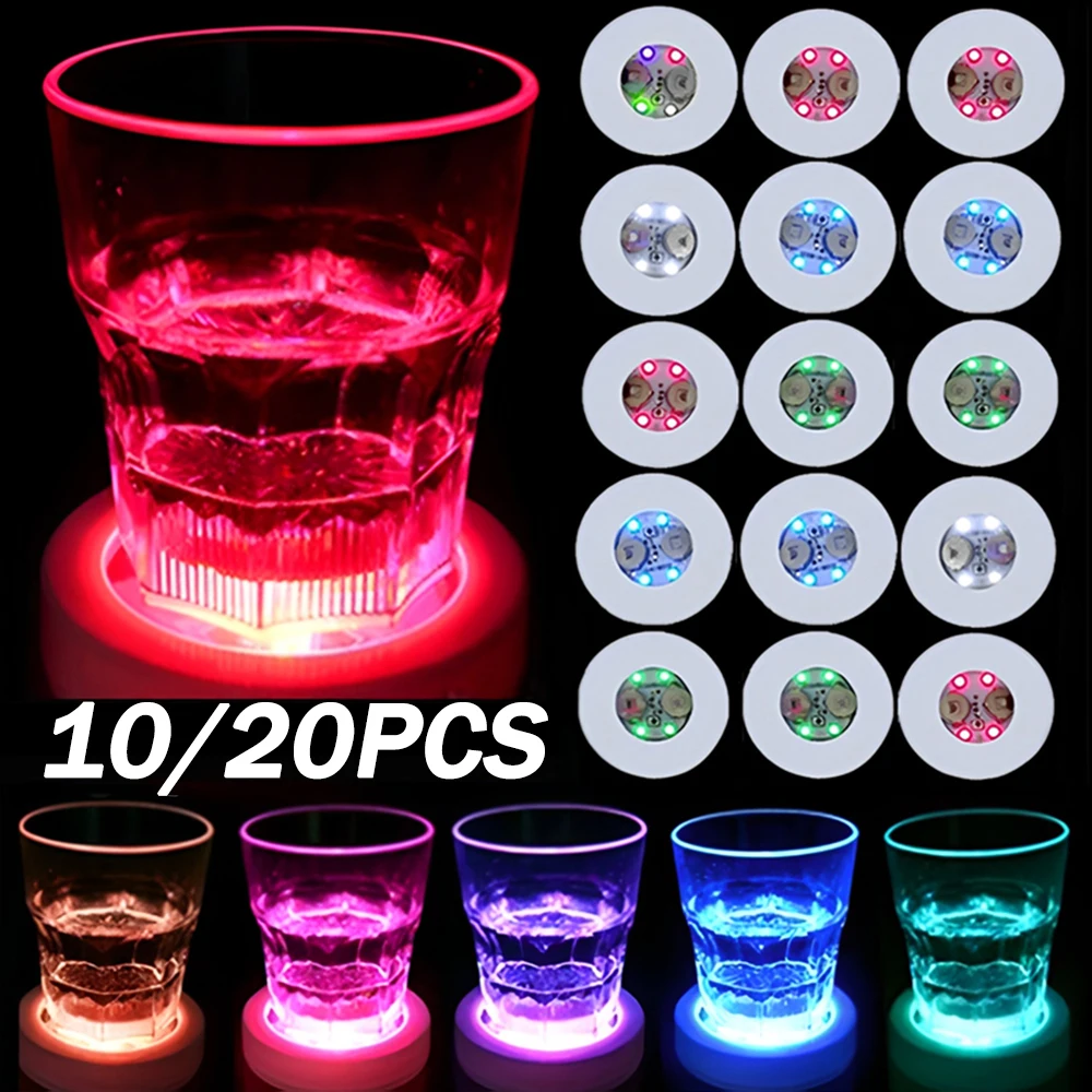 

Luminous Coaster Stickers LED Bar Drinks Cup Pad Colorful Wine Liquor Bottle Coaster Atmosphere Light Cup Sticker Kitchen Decor