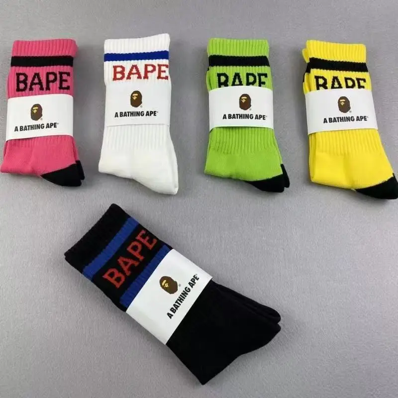 Fashion Embroidered Mid Tube Socks BAPE Thick Cotton Towel Bottom Skateboard Sports Basketball APE Wholesale Ventilate Cool Gift