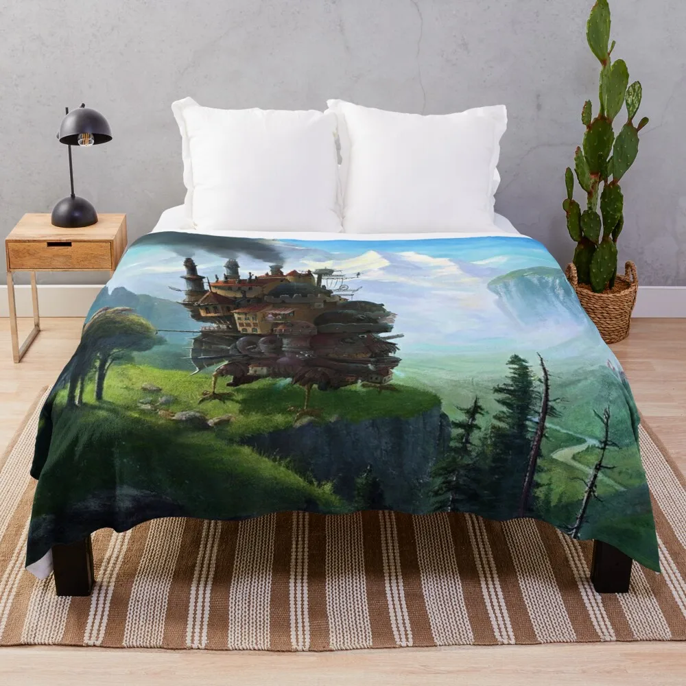 

Aesthetics Moving Castle In Forest Throw Blanket Kawaii Blanket