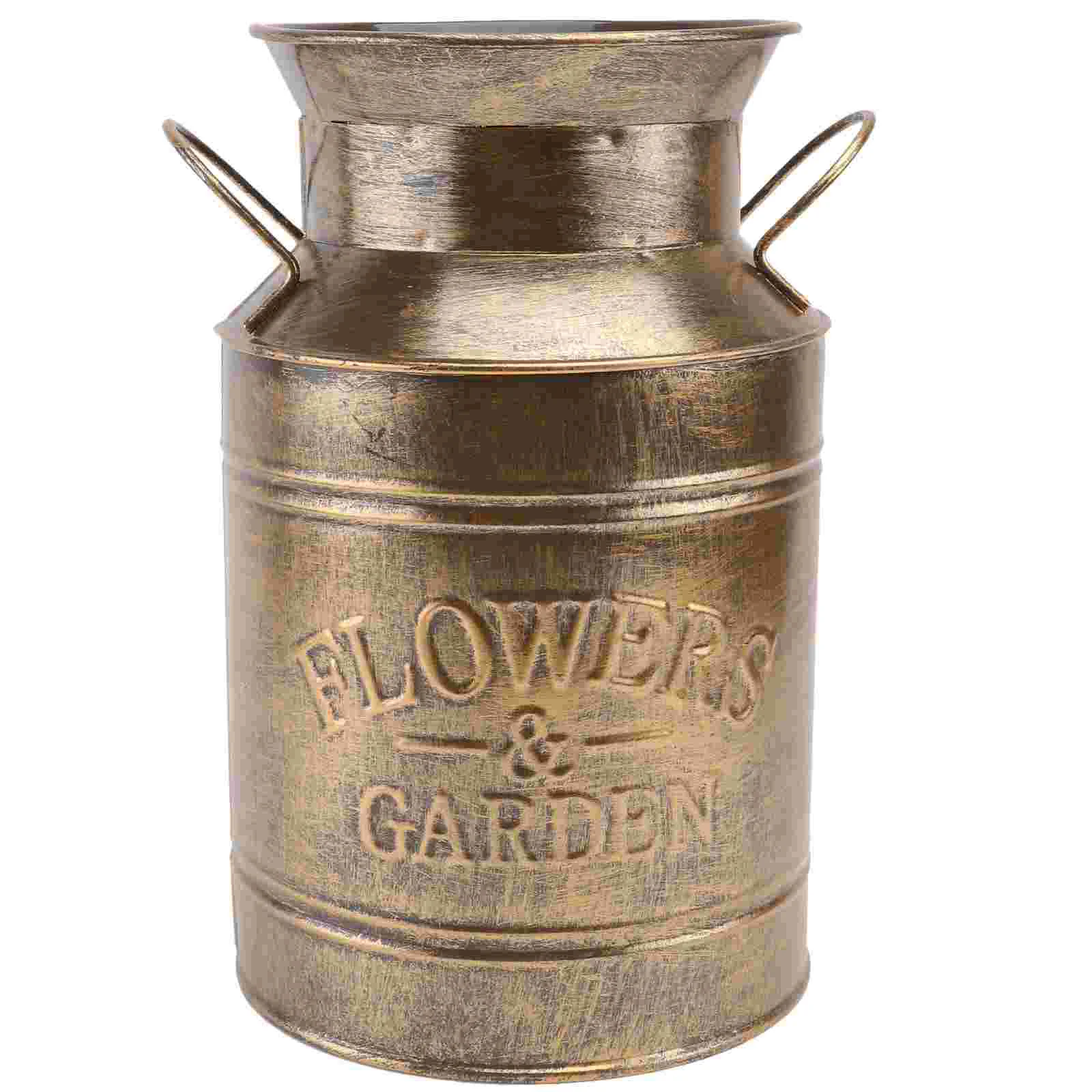 

Flower Vase Tin Galvanized Pitcher Jug Farmhouse Can French Bucket Vintage Iron Buckets Decor Country Watering Holder Primitive