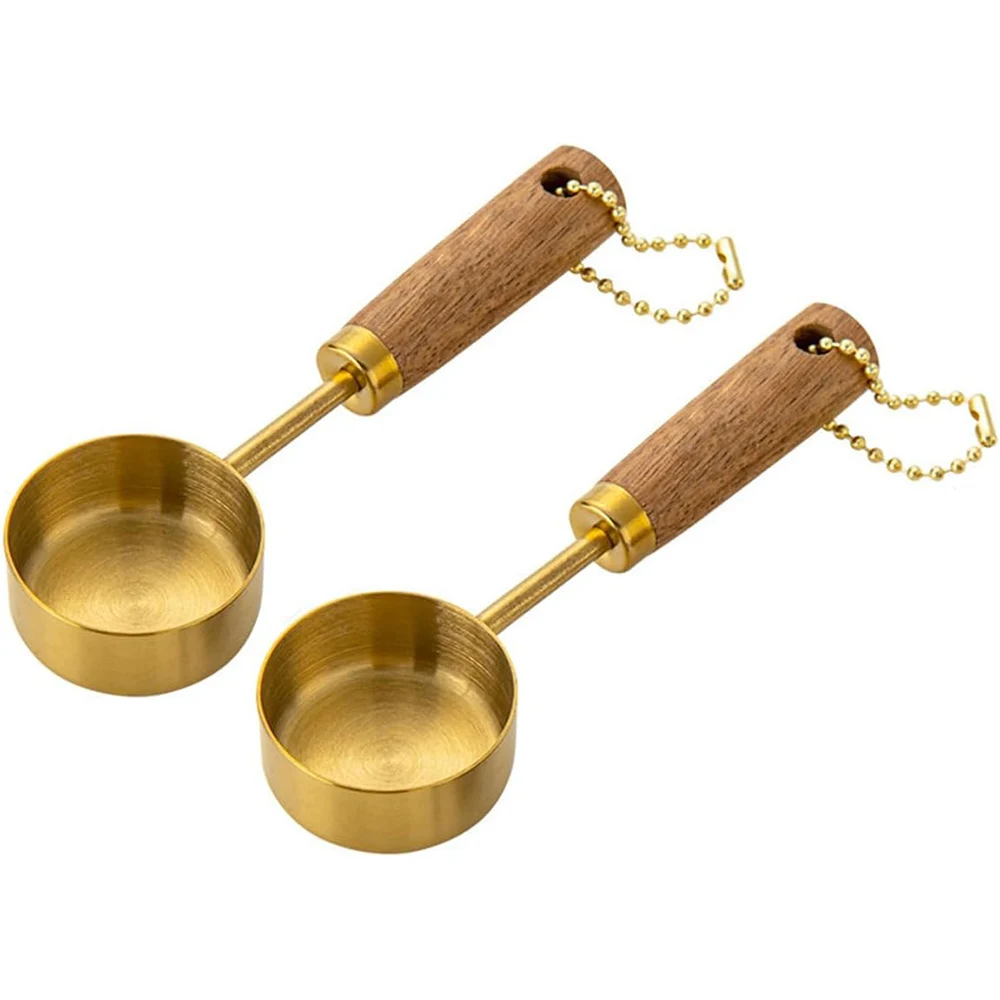 

Мерные ложки из нержавеющей стали с золотой ручкой, 2 шт.