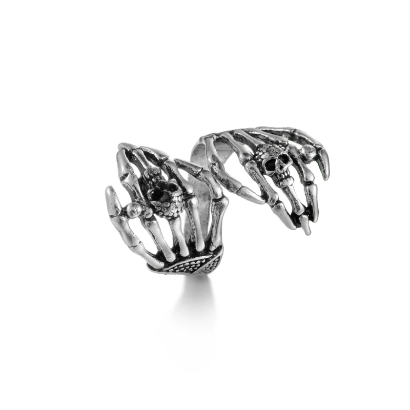 

Gothic Rings Biker Jewelry Skull Ring for Men Women Adjustable Stackable Open