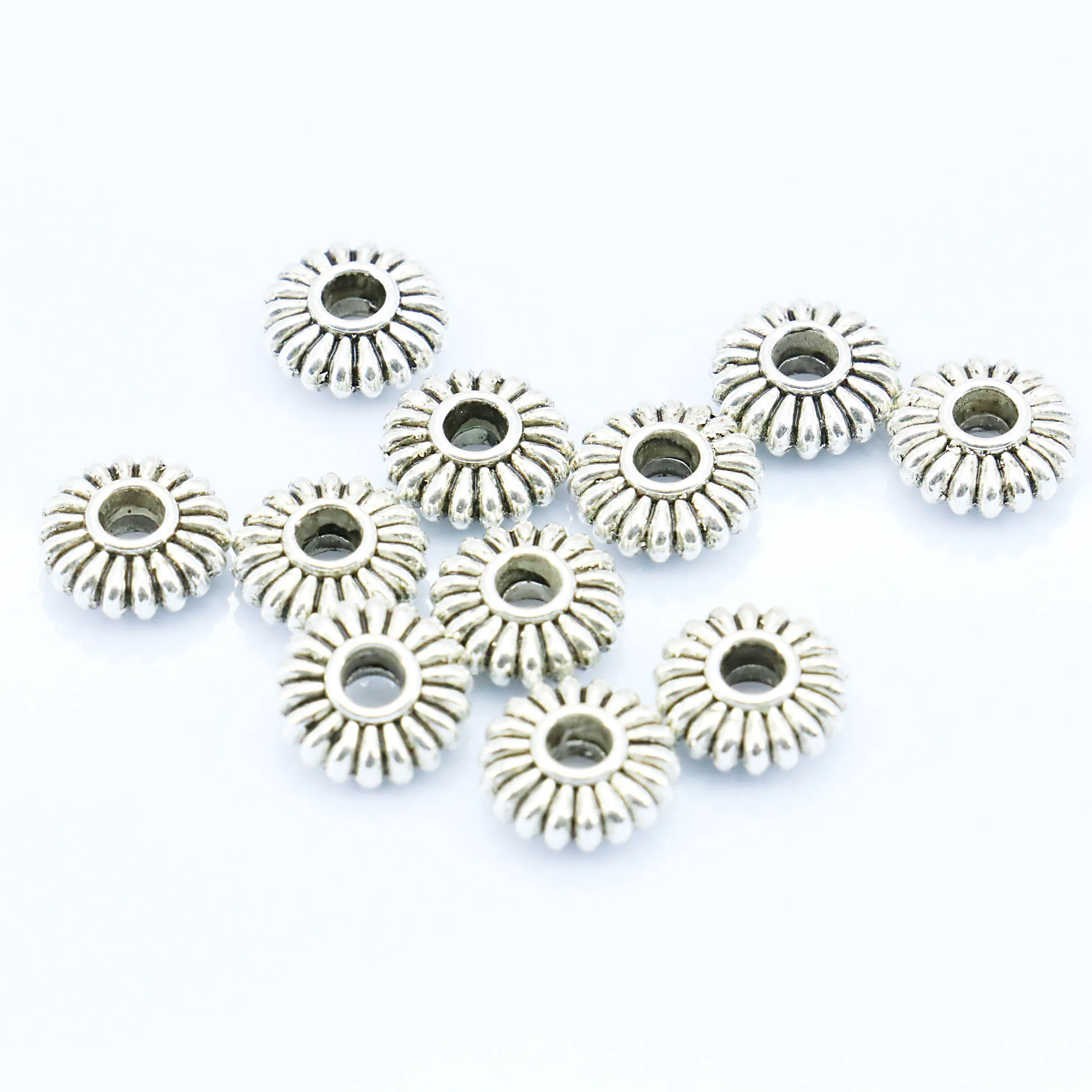 

10PCS 10x4mm Flower Spacer Silver-plate DIY Findings Fittings Girl Jewelry Making Design Accessories Parts For Necklace Bracelet